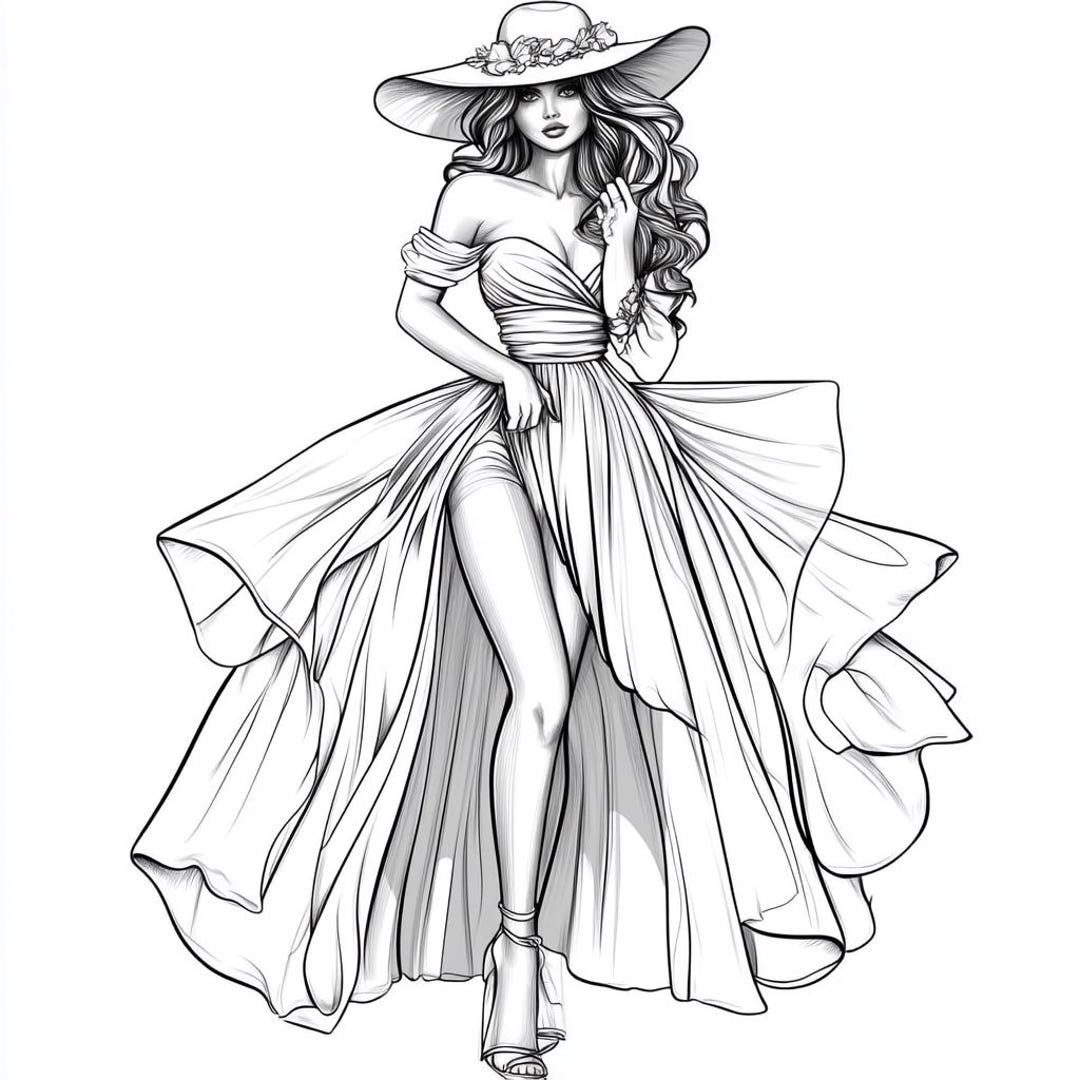 Fashion Coloring Pages for Adults - Etsy
