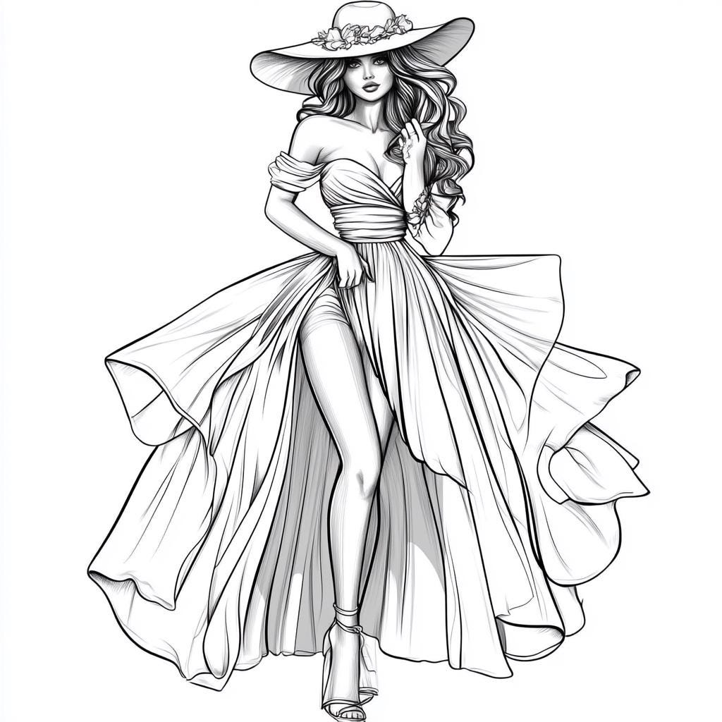 Fashion Coloring Pages for Adults - Etsy