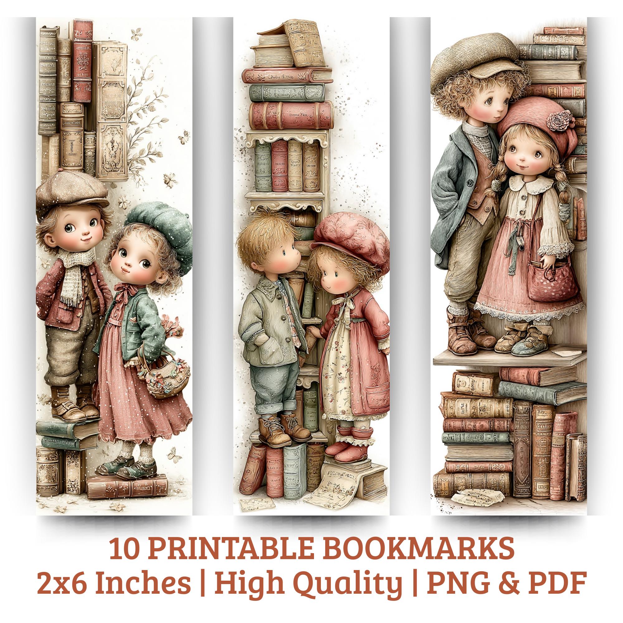 Vintage Storybook Children Bookmark Set – 10 Printable Bookmarks ...