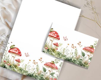 Enchanting Frog & Mushroom Stationery Set: Whimsical Forest Printable for Cottagecore Penpals