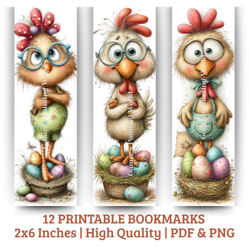 Funny Easter Chick Printable Bookmarks Set of 12 | Cute Easter Baby ...