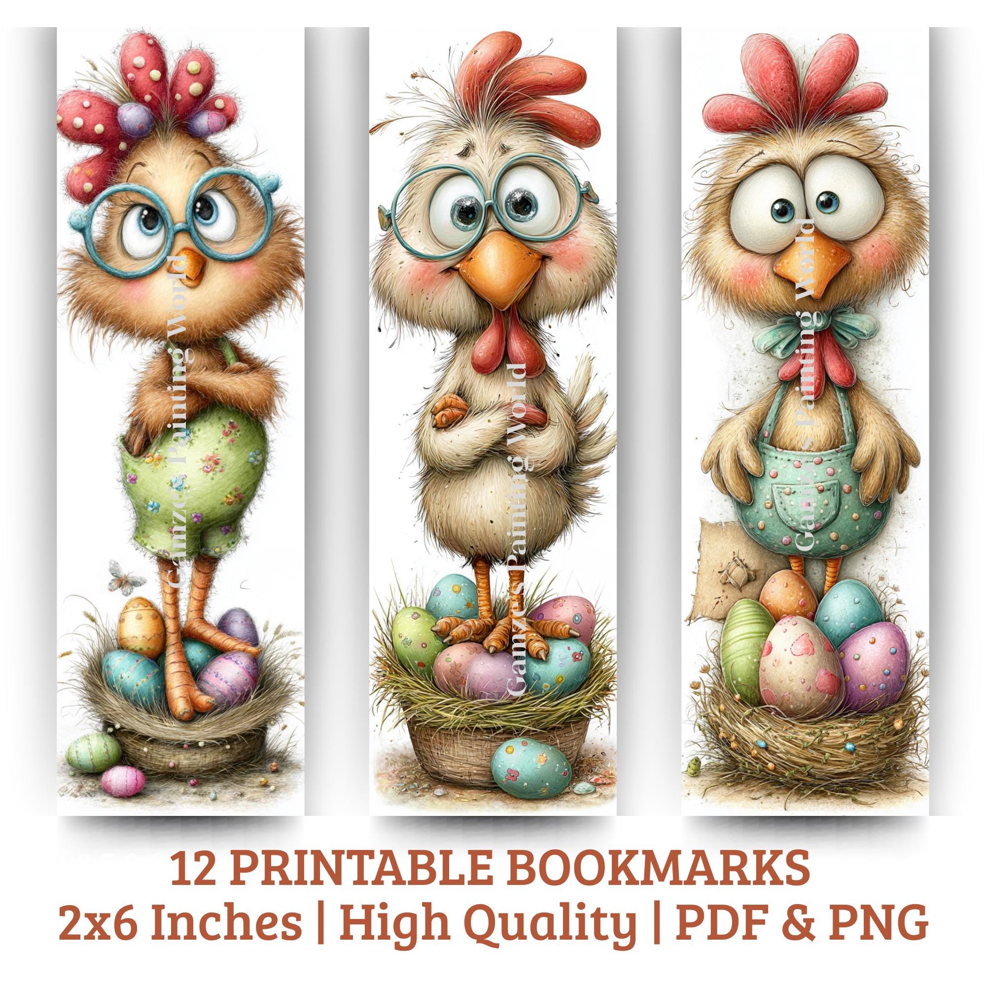Funny Easter Chick Printable Bookmarks Set of 12 | Cute Easter Baby ...