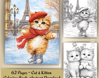 62 kleurplaten katten - kleurboek voor volwassenen direct downloaden