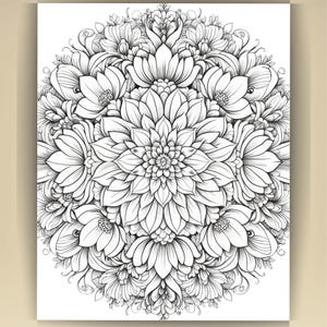 Floral Mandala Coloring Pages: Printable Mindfulness Art for Adults - 100 A4 Designs PDF image 3