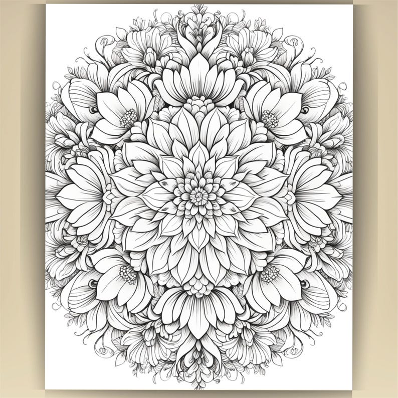 Floral Mandala Coloring Pages: Printable Mindfulness Art for Adults - 100 A4 Designs PDF image 3