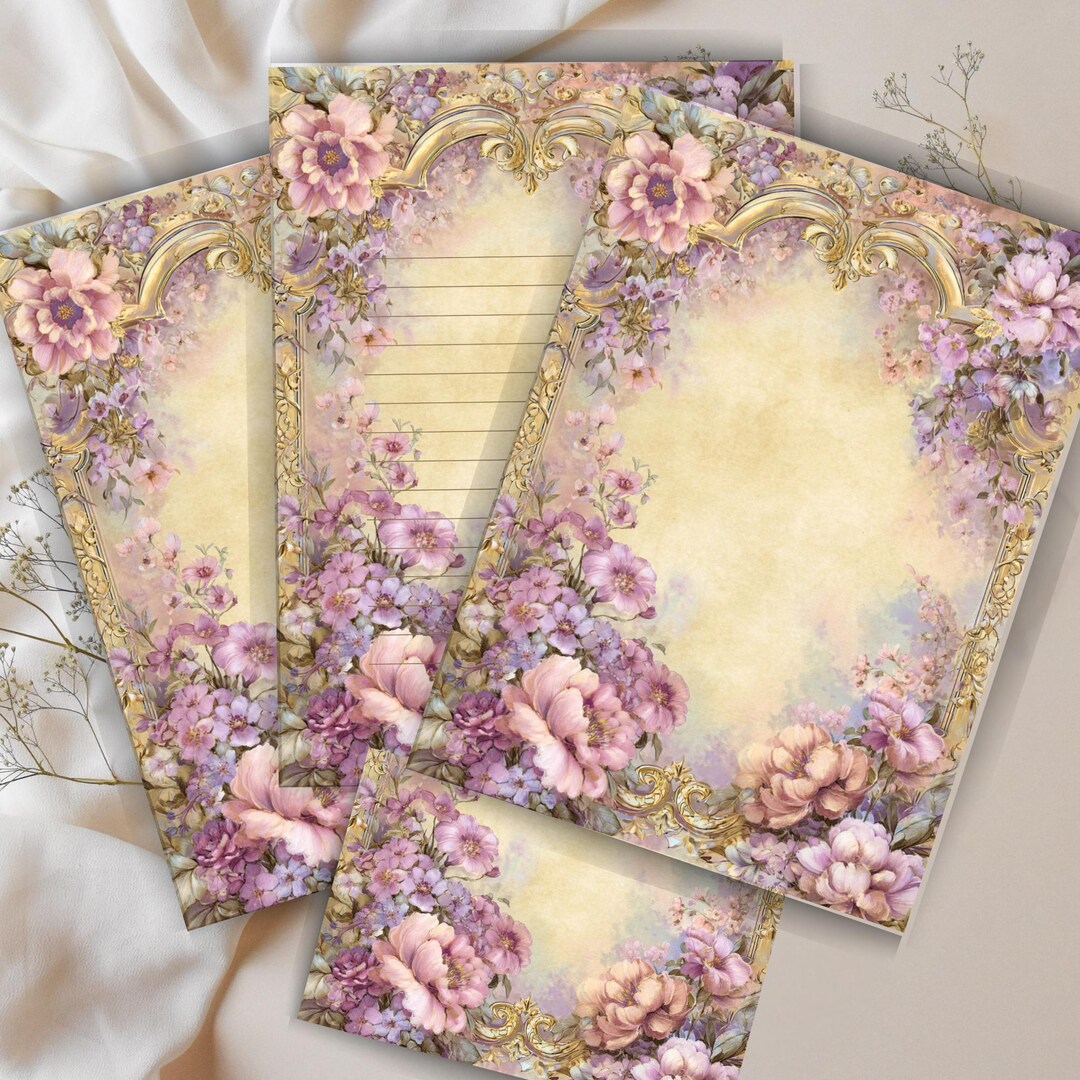 Letter Form Rococo Rococo Floral Letter Writing Set: Pastel Stationery With Vintage ...