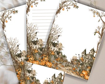 Papel para escribir cartas de Halloween: papelería imprimible para amigos por correspondencia (PDF + PNG)