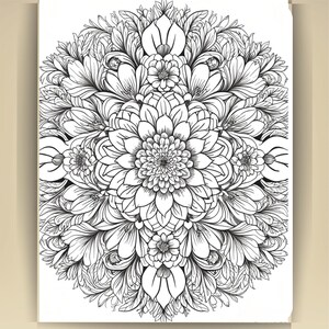Floral Mandala Coloring Pages: Printable Mindfulness Art for Adults - 100 A4 Designs PDF image 8