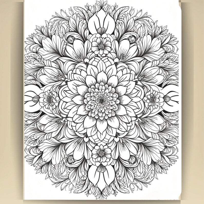 Floral Mandala Coloring Pages: Printable Mindfulness Art for Adults - 100 A4 Designs PDF image 8
