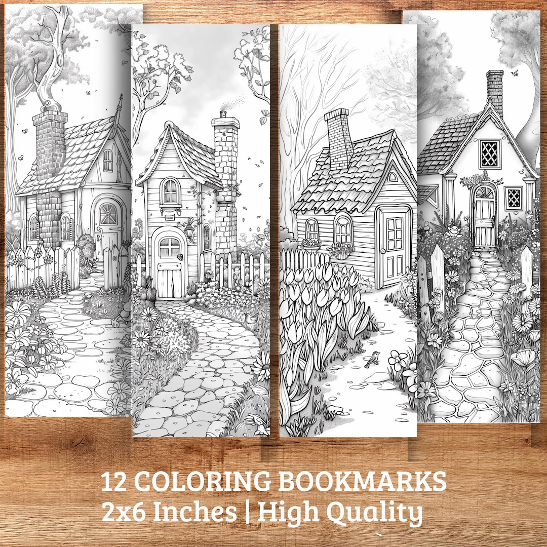 Coloring Bookmarks - Countryside Cottage : 12 Printable Whimsical ...