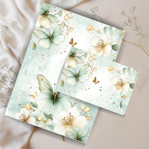 Papel para escribir cartas con mariposas y flores, descarga digital en tonos pastel primaverales, bonito papel para escribir cartas, papel para cartas con mariposas, kit para escribir cartas