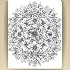 Floral Mandala Coloring Pages: Printable Mindfulness Art for Adults - 100 A4 Designs PDF image 6