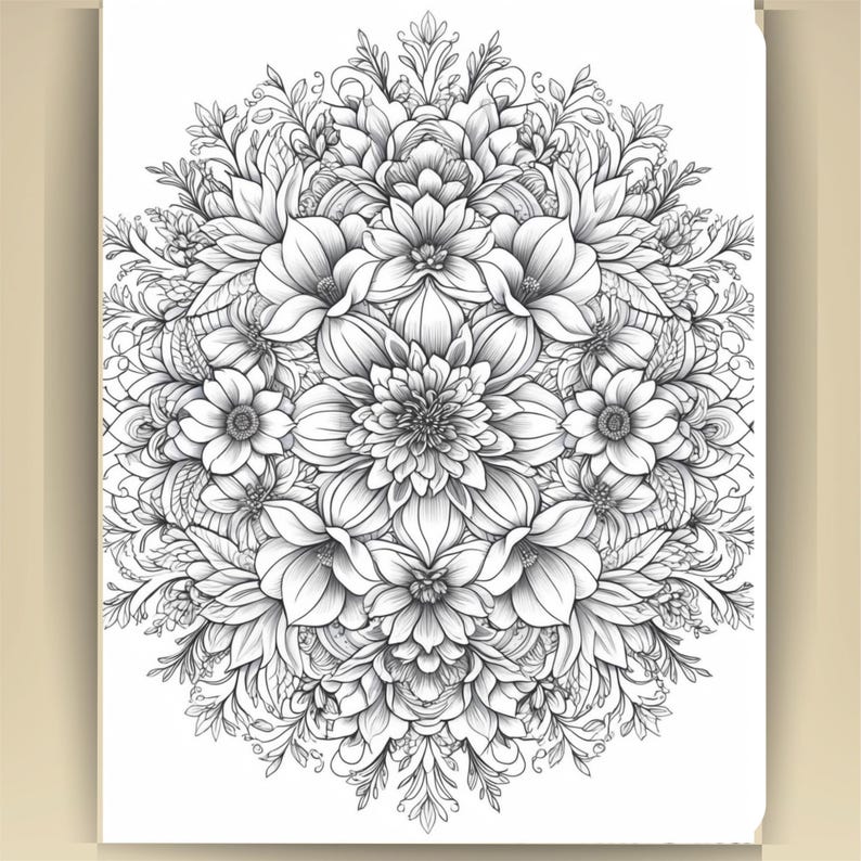 Floral Mandala Coloring Pages: Printable Mindfulness Art for Adults - 100 A4 Designs PDF image 6