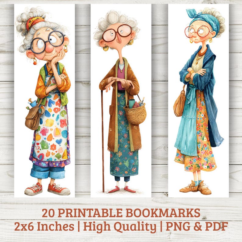 Funny Grandma Bookmarks: Watercolor Designs (digital Download) - Etsy