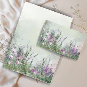 Set di scrittura Field Blooms Cottagecore, carta da lettere vintage stampabile, carta da lettere digitale A4 e busta, corrispondenza, carta floreale