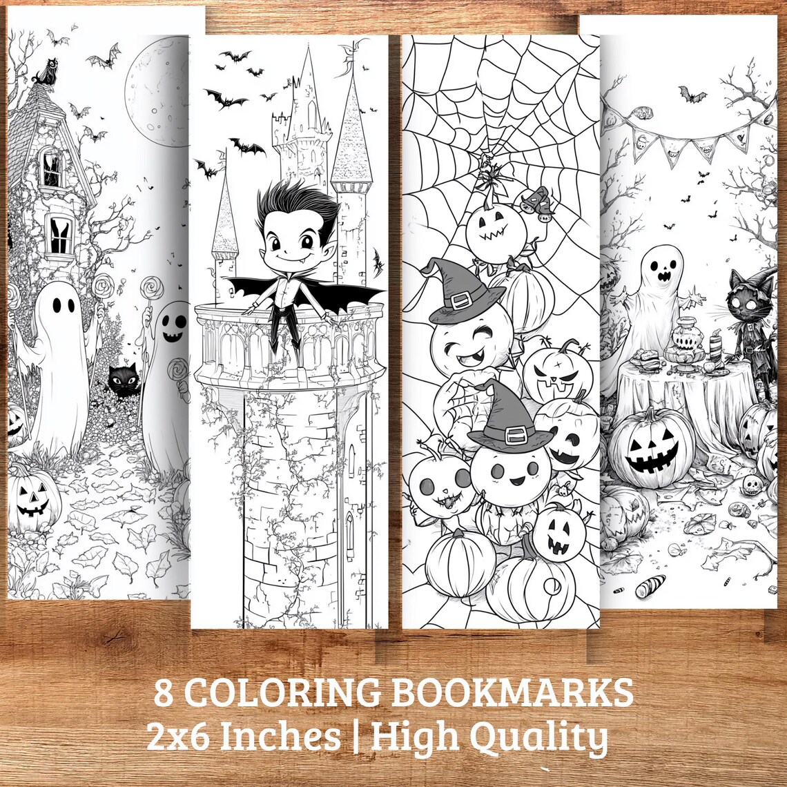 Halloween Coloring Bookmarks: Spooky DIY Party Favors (PDF Download) - Etsy