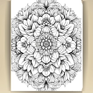Floral Mandala Coloring Pages: Printable Mindfulness Art for Adults - 100 A4 Designs PDF image 7