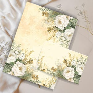 Set da scrittura vintage "Rose Garden", carta da lettere floreale romantica con busta coordinata, lettere stampabili, carta da lettere, articoli per amici di penna