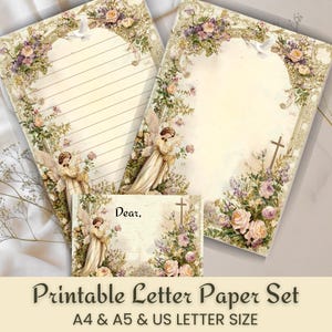 Victorian Angel Garden – Printable Letter Writing Set (A4 • A5 • US Letter | Lined + Unlined + Envelope)
