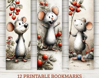 Utskrivbara bokmärken med Burberry Berries & Mouse – 12 fantasifulla naturdesigner | Direktnedladdning i PDF + PNG