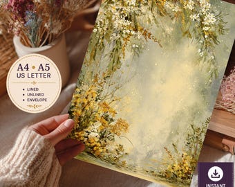 Wildflower Meadow Stationery Set – Watercolor Botanical Letter Writing Kit (Digital Download)