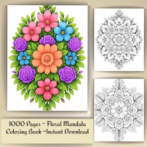 1000 målarbilder med blommandala: Mindfulnesskonst för vuxna (PDF)
