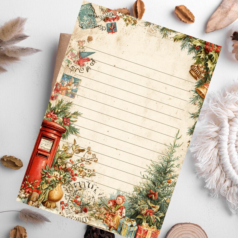 Vintage Christmas Stationery Set: Nostalgic Holiday Letter Writing (PDF ...
