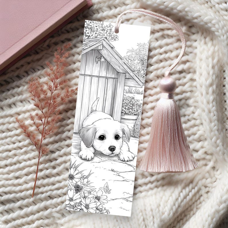 Puppy Coloring Bookmarks | 15 Dog Designs (PDF Download 2x6 Inches - Etsy