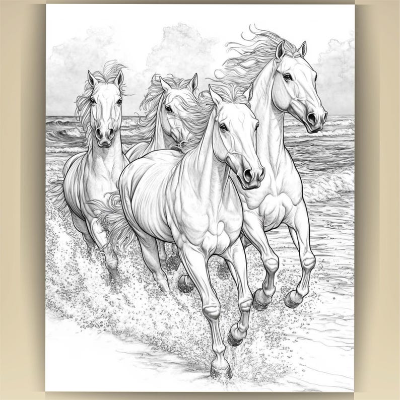 Horse Coloring Book for Adults: Countryside Scenes PDF (73 Pages) (Digital Download image 6