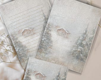 Vintage Christmas Spirit Letter Writing Set – Rustic Winter Stationery + Matching Envelope (PNG & PDF)