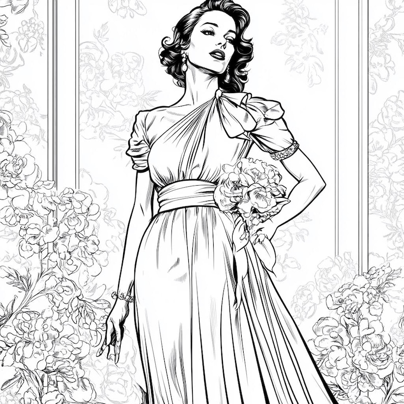 Fashion Coloring Pages for Adults - Etsy