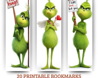 Printable Funny Valentine Bookmarks – Grumpy Love Character Inspired Art | Instant Download PDF & PNG