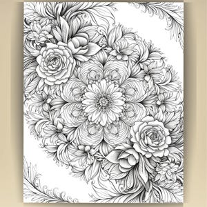 Floral Mandala Coloring Pages: Printable Mindfulness Art for Adults - 100 A4 Designs PDF image 13