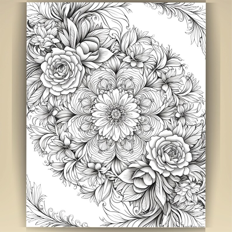 Floral Mandala Coloring Pages: Printable Mindfulness Art for Adults - 100 A4 Designs PDF image 13