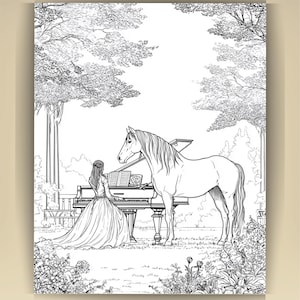 Horse Coloring Book for Adults: Countryside Scenes PDF (73 Pages) (Digital Download image 17
