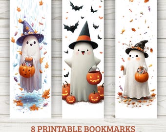 Segnalibri fantasma di Halloween – Disegni spettrali stampabili (PDF e PNG)