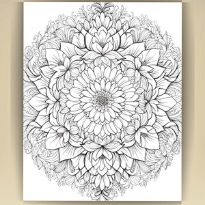Floral Mandala Coloring Pages: Printable Mindfulness Art for Adults - 100 A4 Designs PDF image 10