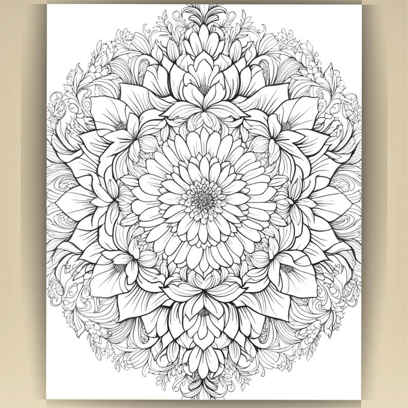 Floral Mandala Coloring Pages: Printable Mindfulness Art for Adults - 100 A4 Designs PDF image 10