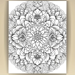 Floral Mandala Coloring Pages: Printable Mindfulness Art for Adults - 100 A4 Designs PDF image 9