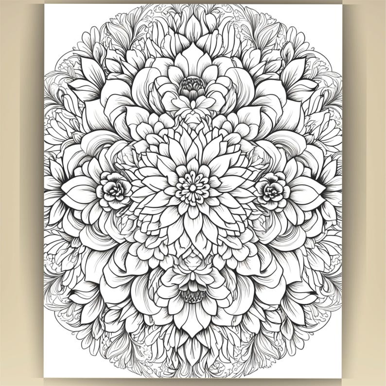 Floral Mandala Coloring Pages: Printable Mindfulness Art for Adults - 100 A4 Designs PDF image 9