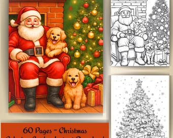 Christmas Coloring Book – 60 Festive Holiday Pages for Adults | Instant Download PDF
