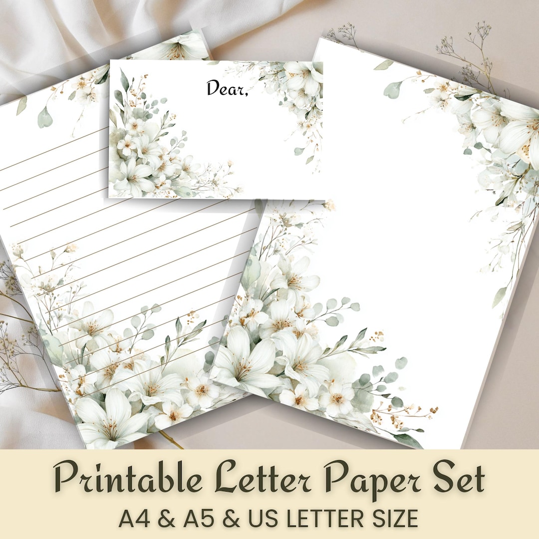 Printable Cherry Blossom Stationery Set – Watercolor Sakura Letter ...