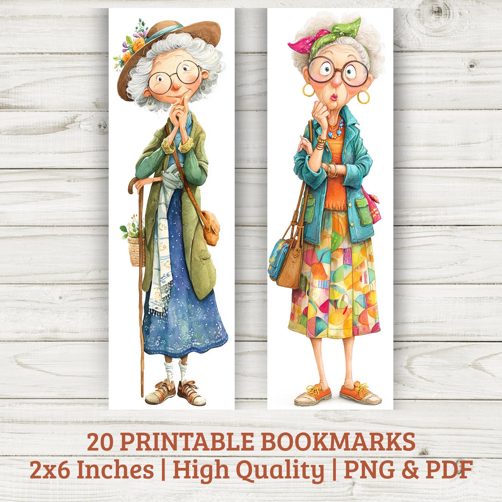 Funny Grandma Bookmarks: Watercolor Designs (digital Download) - Etsy