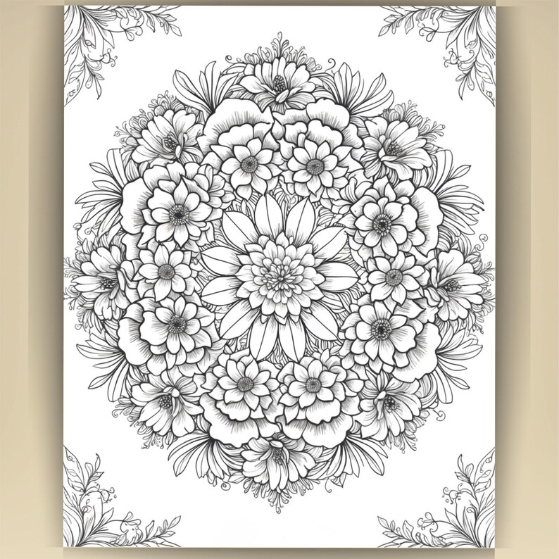 Floral Mandala Coloring Pages: Printable Mindfulness Art for Adults - 100 A4 Designs PDF image 15
