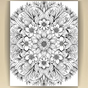 Floral Mandala Coloring Pages: Printable Mindfulness Art for Adults - 100 A4 Designs PDF image 5
