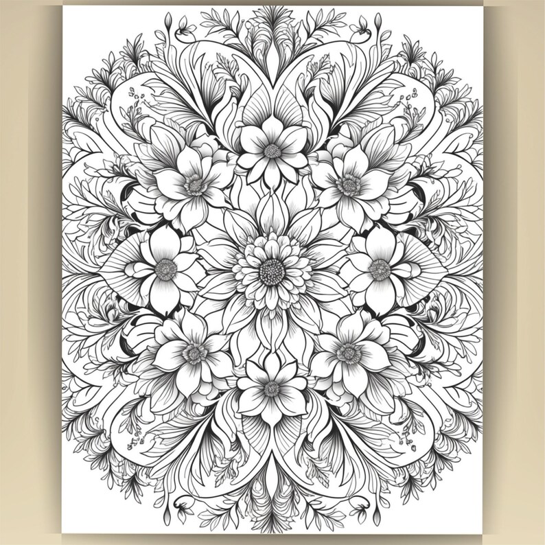 Floral Mandala Coloring Pages: Printable Mindfulness Art for Adults - 100 A4 Designs PDF image 5