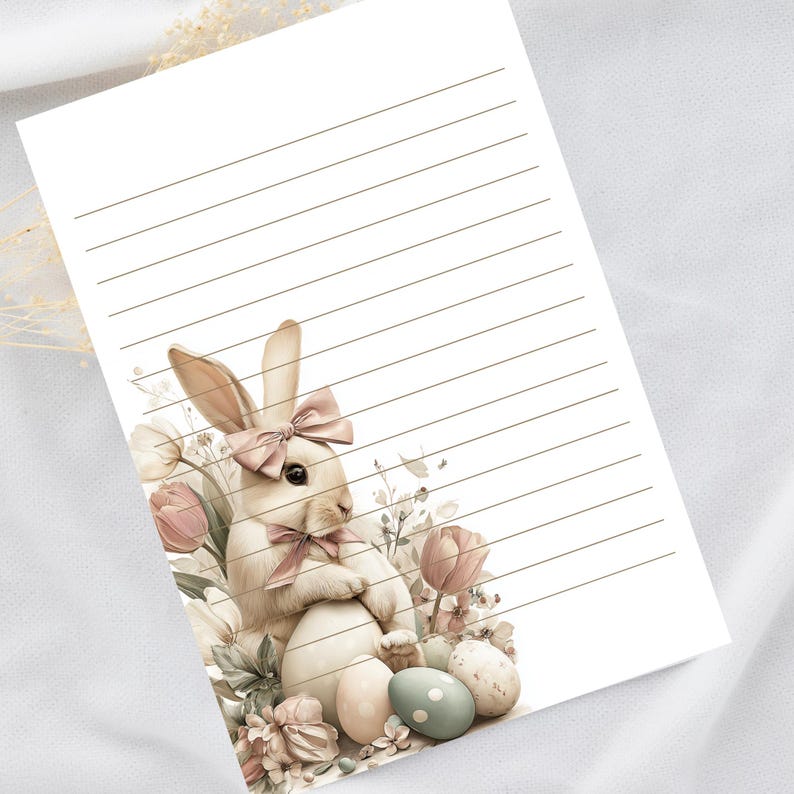 Easter Notepad Watercolor Easter Bunny Stationery Set – Printable Letter Paper ...