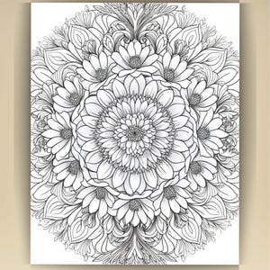Floral Mandala Coloring Pages: Printable Mindfulness Art for Adults - 100 A4 Designs PDF image 14