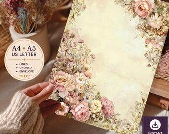 Romantic Floral Letter Writing Set – Vintage Stationery with Envelopes