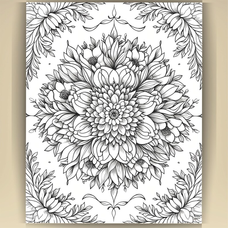 Floral Mandala Coloring Pages: Printable Mindfulness Art for Adults - 100 A4 Designs PDF image 19